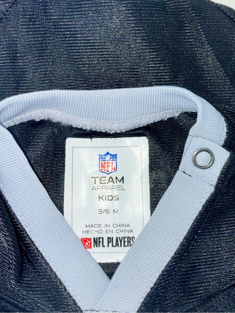 NFL Raiders Derek Car Infant Jersey Bodysuit in Black and Silver - Picture 3 of 3